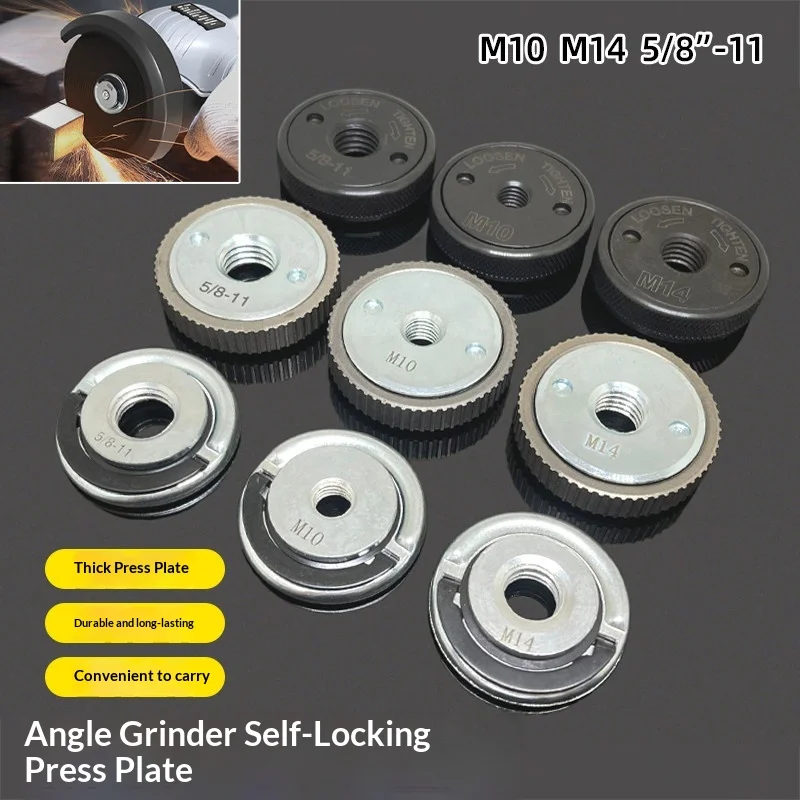 Angle Grinder Quick Lock Flange Nut M10 M14 5/8-11, Self Locking Disc Clamp