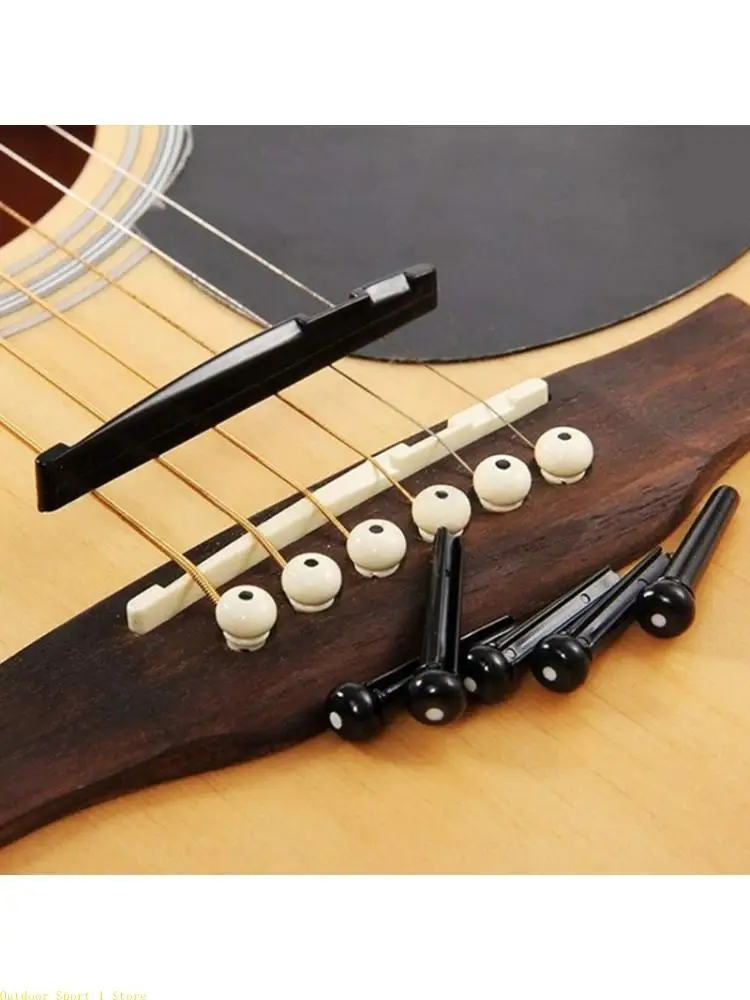 A0KA Guitar Bridge Hardware Replacement Set with Saddles and Puller ABS Metal Texture