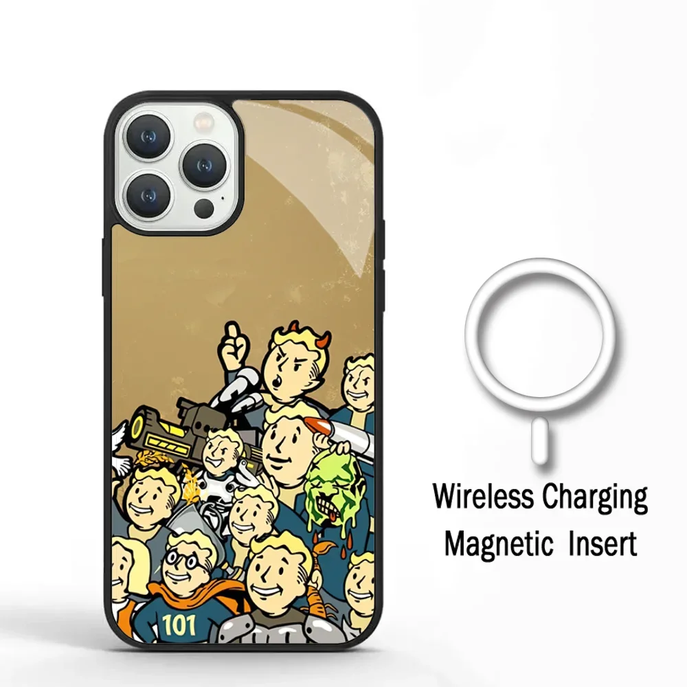 Funny F-Fallout Boy Phone Case For IPhone 11 12 13 14 15 Plus Pro Max Mirror Acrylic Cover For Magsafe Wireless Charging