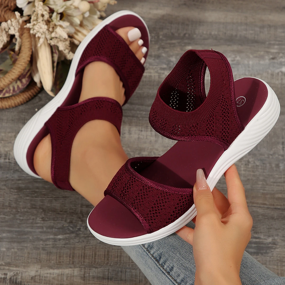 Women Sandals 2024 New Summer Fashion Comfortable Sandals Women Open Toe Ladies Beach Casual Wedges Sandals Shoes for Women