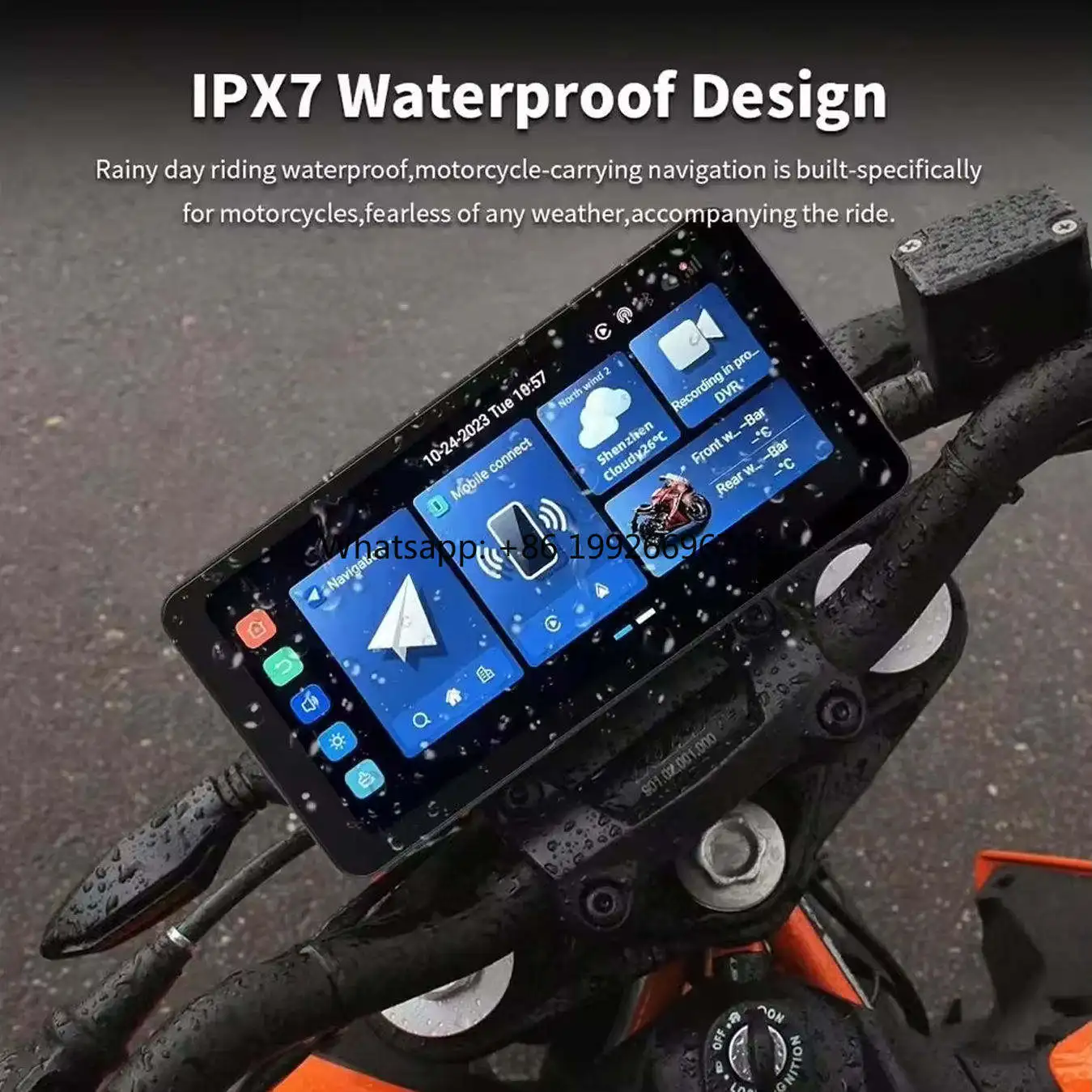 

6.3 Inch Android System Touch Screen 4G Motorcycle GPS Navigation With Dual Lens DVR, Carplay, and TPMS manufacturer