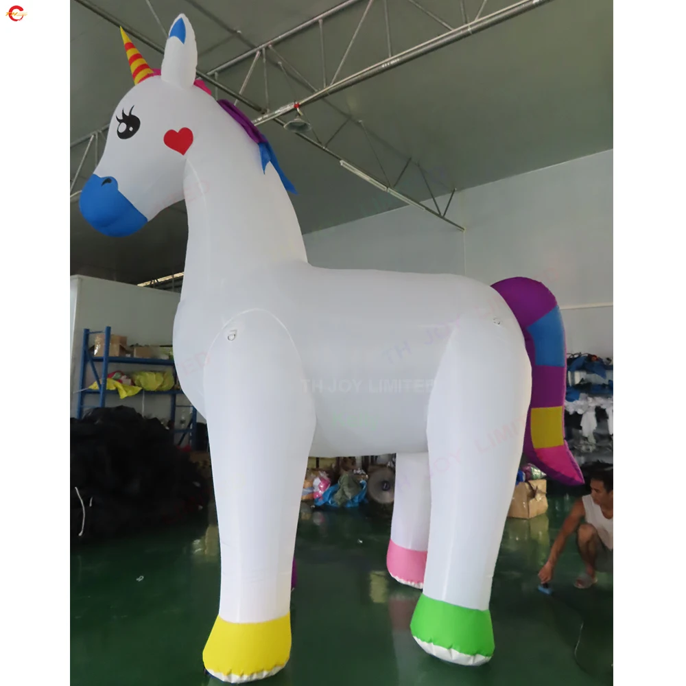 Réplica inflável do cavalo dos desenhos animados para anunciar a decoração, animal do unicórnio, transporte livre da porta, 3mH