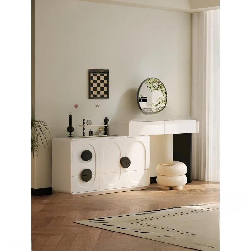 

Solid wood dresser chest cabinet integrated cosmetic table modern bedroom simple small apartment storage cabinet