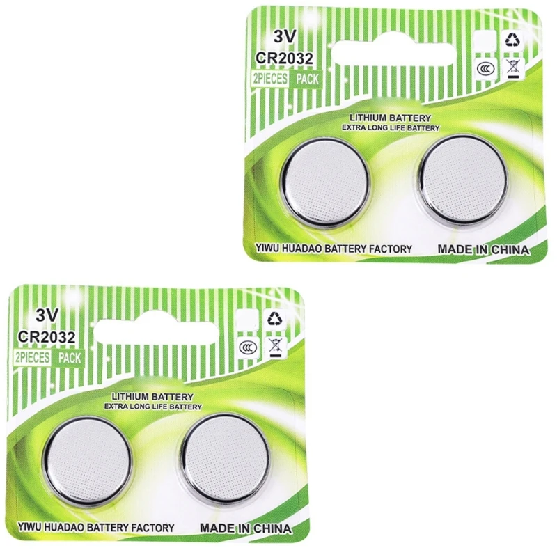 Células lítio cr2032 3v, 2 peças/4 peças para eletrônicos portáteis, alto desempenho, dropshipping