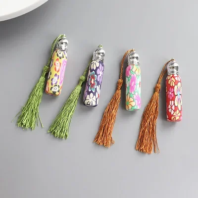 

20 шт./лот, 10 мл, стеклянный флакон для духов с роликовым аппликатором, стеклянным и металлическим шариком, роликом из полимерной глины, для эфирных масел, различные узоры