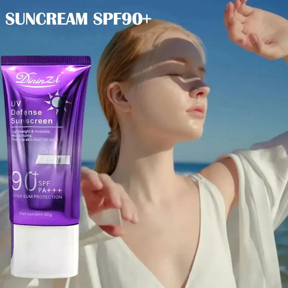 SPF90+ Sunscreen Cream Purple Isolation Lotion Long Waterproof 50g Whitening Moisturizing Lsating Tool Solar Cream Protecto F1L2