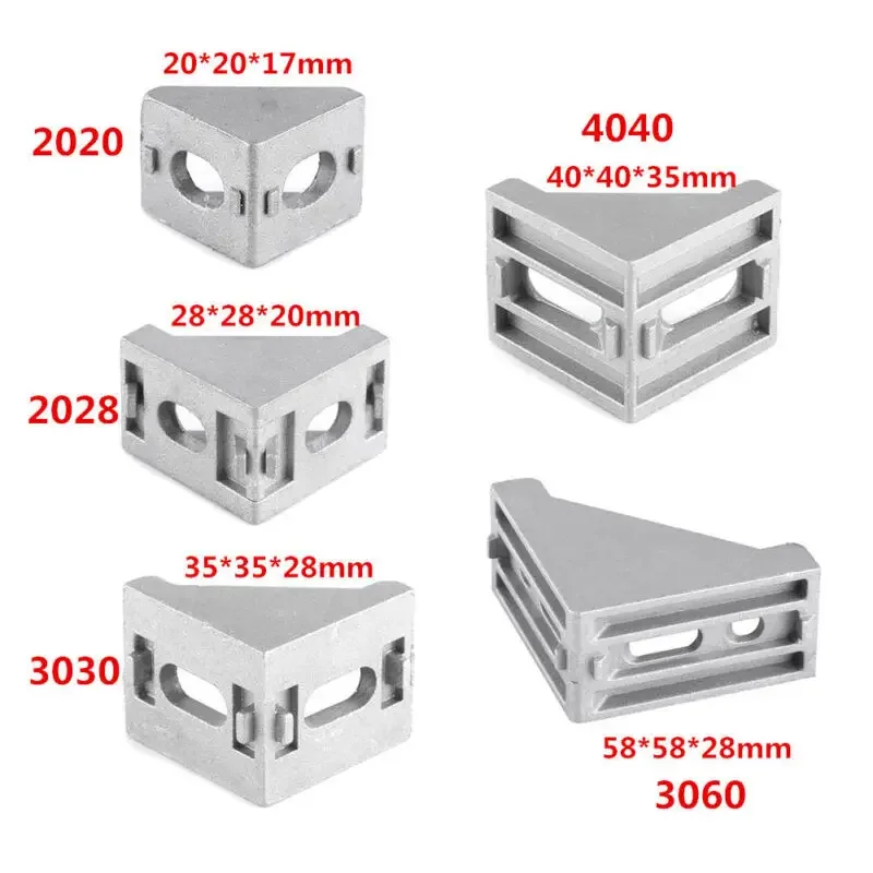 5/10pcs Aluminum Connector Bracket Fastener 2020 2028 3030 3060 4040 Series Industrial Aluminum Profile