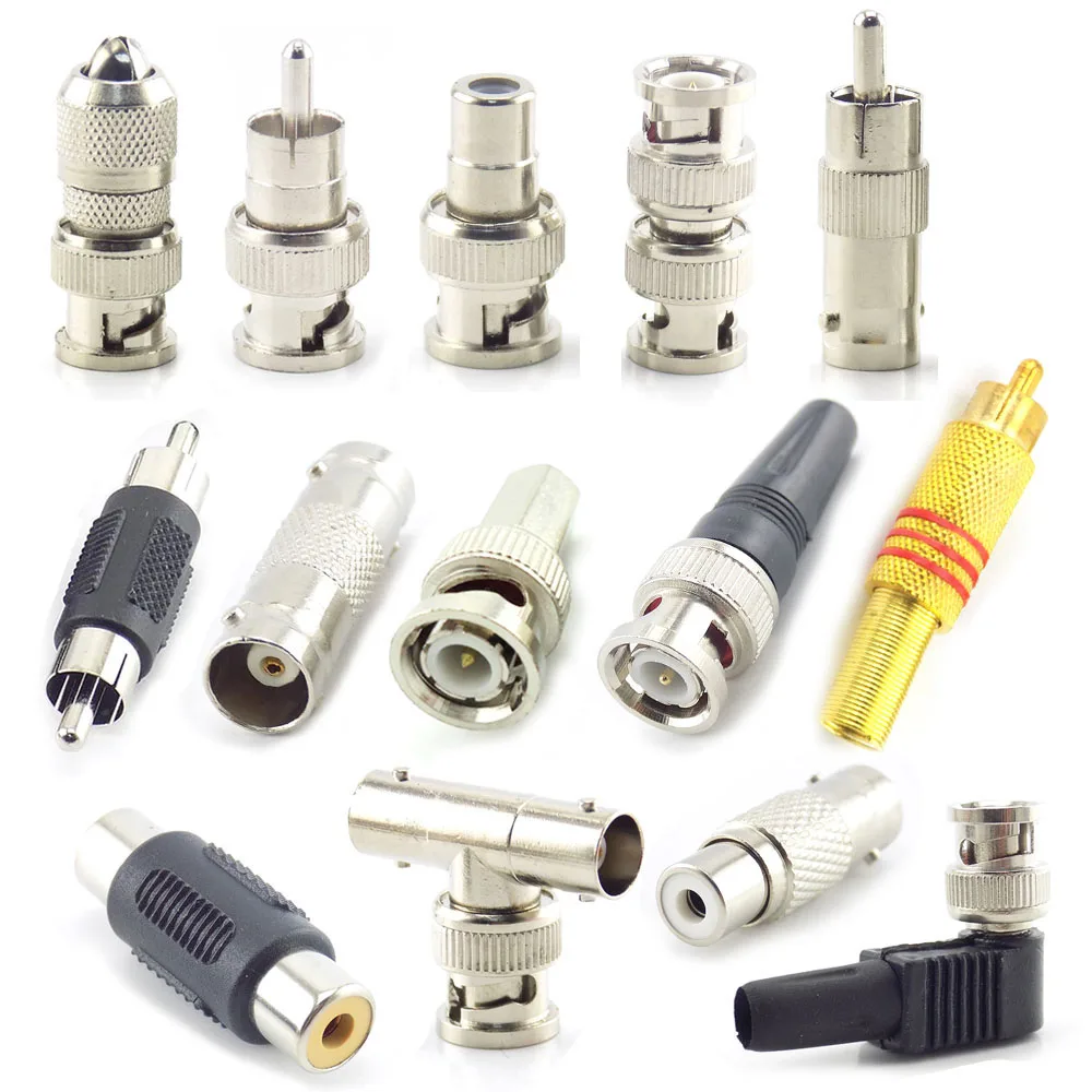 1pcs BNC RCA male female to BNC RCA male female adapter plug Coax Cable Video audio wire Converter Connector for CCTV Camera E1