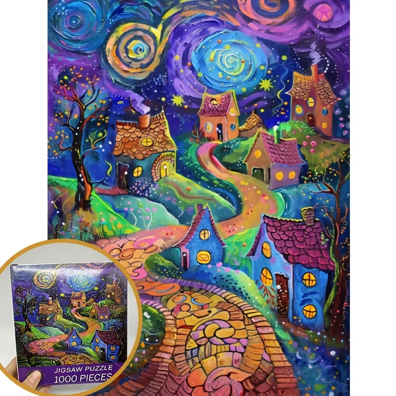1000pieces jigsaw puzzle 70cm*50cm Colorful Town Jigsaw Puzzle 1000pcs for Adults Lovely Gift for Occasions including Christmas