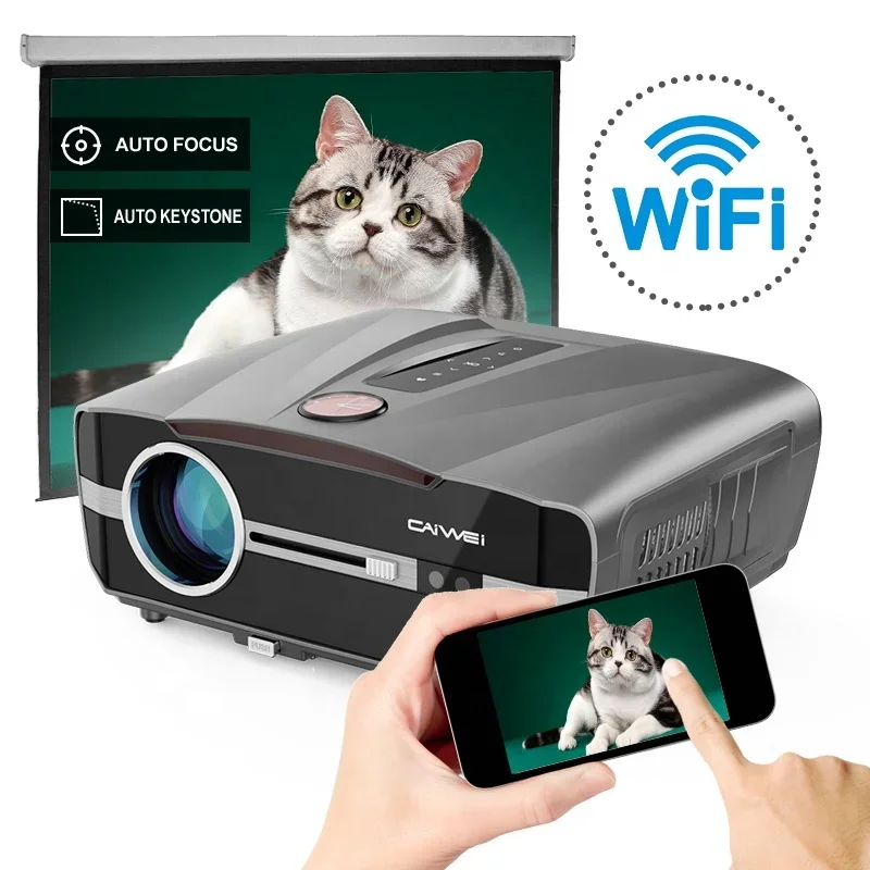 

caiwei home smart video projector auto focus portable projector