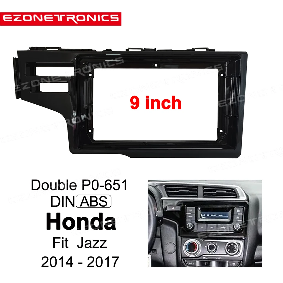 

9 Inch Car Fascia for Honda Jazz Fit 2014-2017 levopeptide Radio Panel Mount Installation Double Din Car DVD Frame Install Kit