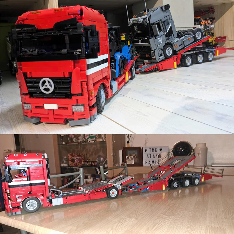 MOC 1821 sztuk ciężarówka techniczna Actros MP3 Truckliner Model klocki DIY 42098-B montaż Transporter pojazd cegły zabawka prezent