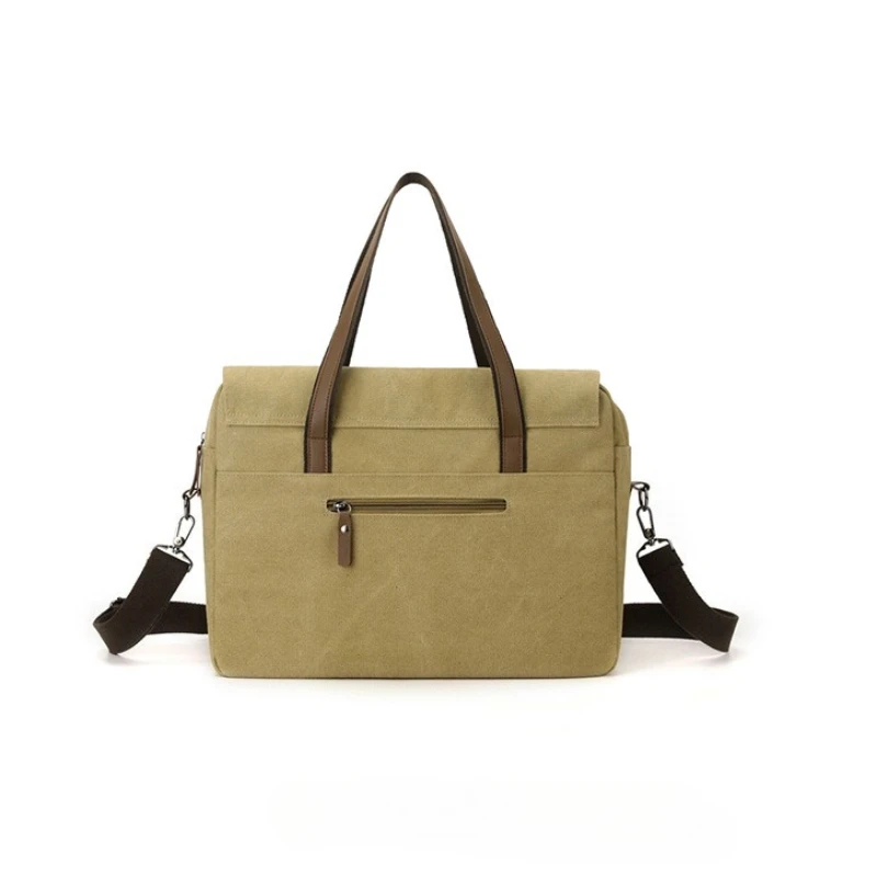 New Stylish Men's Briefcase with Multiple Compartments, Canvas Laptop Bag, Simple and Spacious Large Capacity Crossbody Bag
