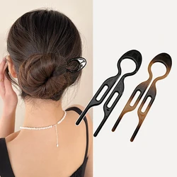 Acrylic U-shaped Hair Stick Sweet Geometric Headwear U-Shaped Hair Fork Hair Accessories Hairstyle Tools Acetate Hairpin Girls