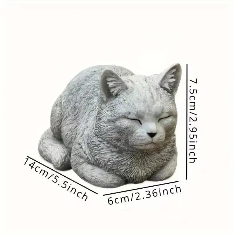 1 Resin Reclining Cat Statue - Realistic Garden Decoration, Suitable for Indoor and Outdoor Use, Electricity-Free Sculpture