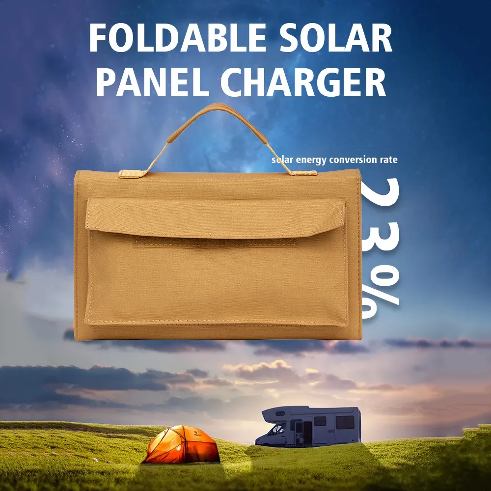 30W Sunpower High Efficiency 24% Portable Solar Folding Panel Charger Bag Outdoor Waterproof with Dual USB 5V Output