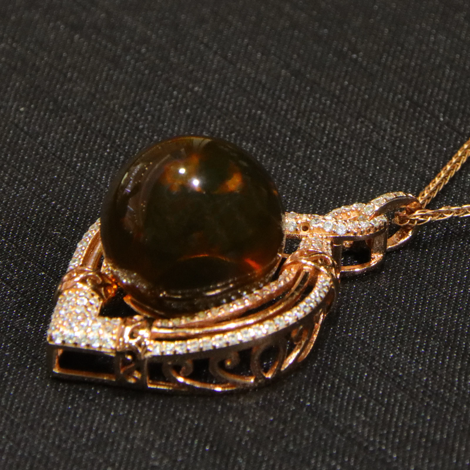 Natural Mexican Blue Amber Pendant in Sterling Silver Teardrop Shape 16mm Round Bead with Matching Sterling Silver Necklace