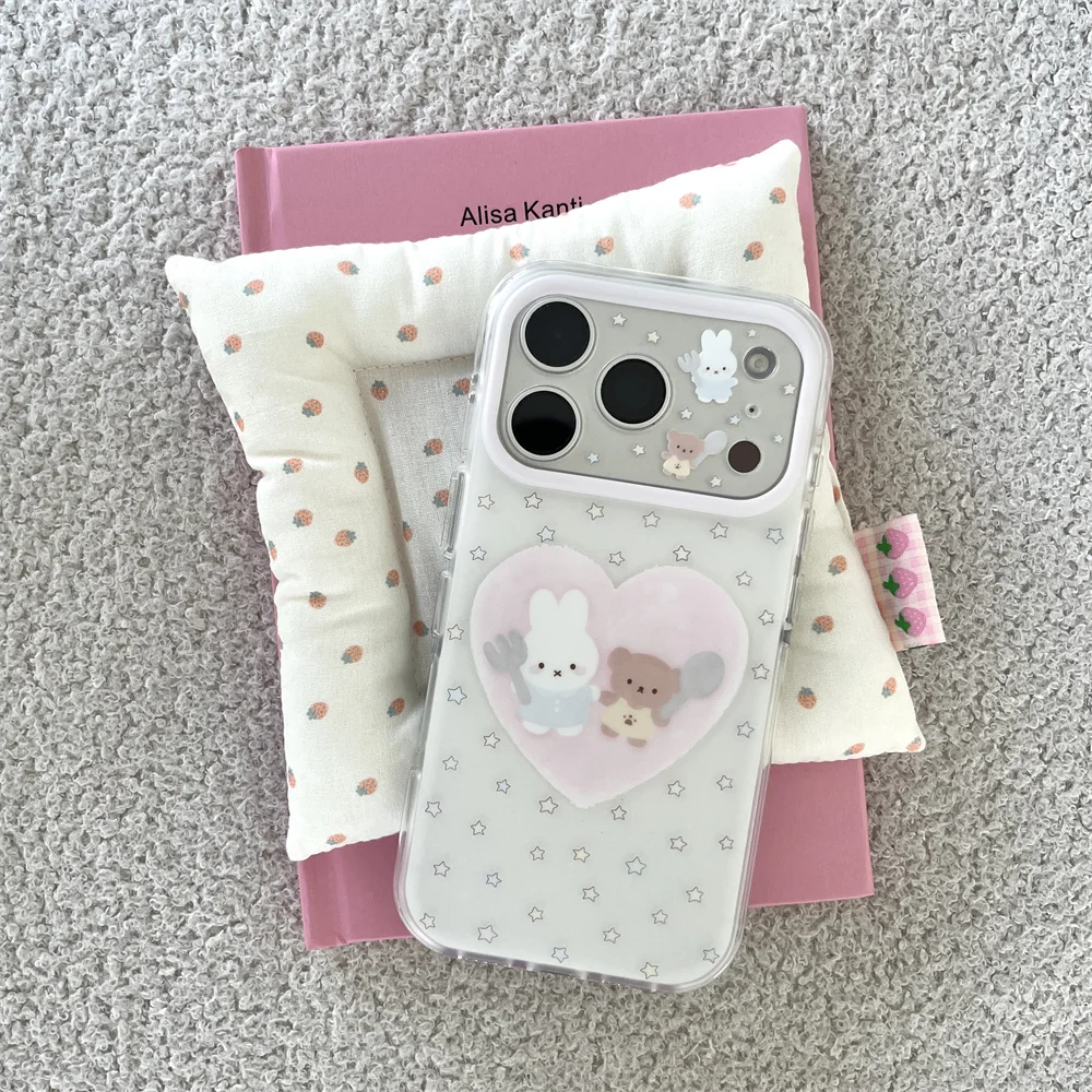 

Korean Ins Cute Star Miffy Rabbit Silicone Phone Case for iPhone 16 Pro 15 14 13 17 Pro Max 15 Max Funda Lovely Shockproof Cover