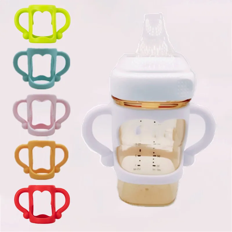 BPA Free Silicone Baby Bottle Grip Handle Universal Heat Resistant Wide Mouth Mile Bottle Hand Grip for Hegen Bottle Accessories