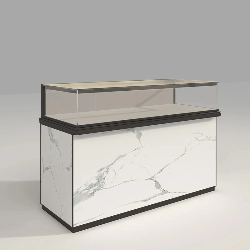 custom.Experienced Factory Luxury Modern Jewelry Display Counter Polished Tempered Glass Display Cabinet Lockable Showcas