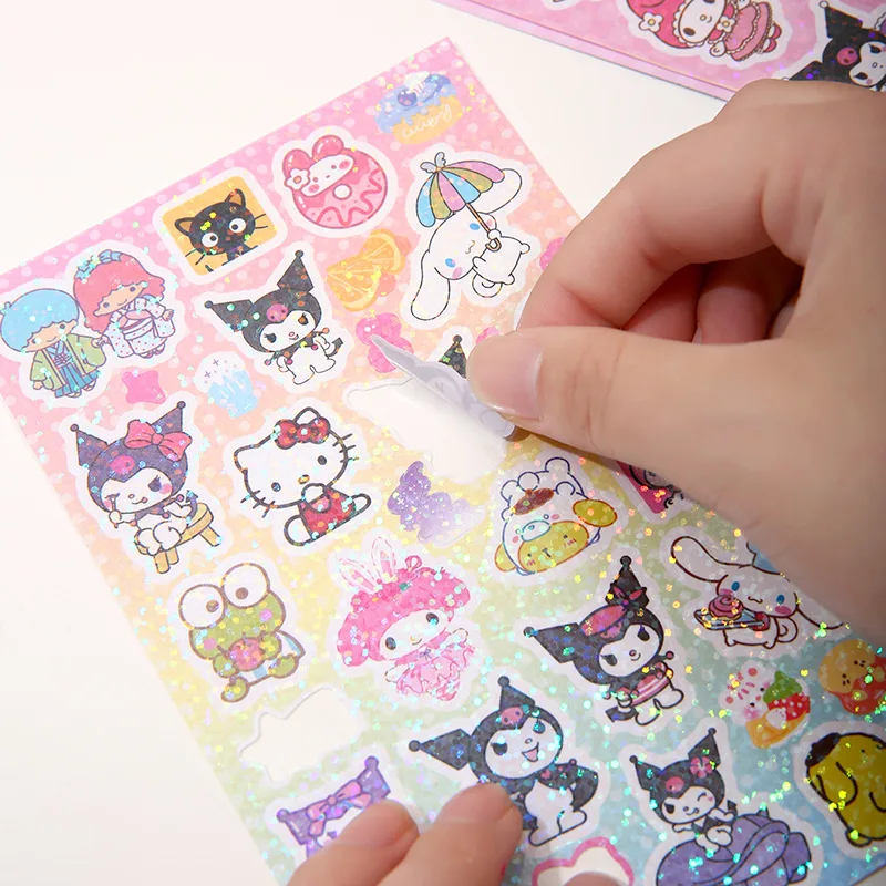 Imagem -04 - Gouka Handbook Sticker Conjunto para Crianças Laser Bonito Adesivos Decoração Material Sanrio Meninas Brinquedos