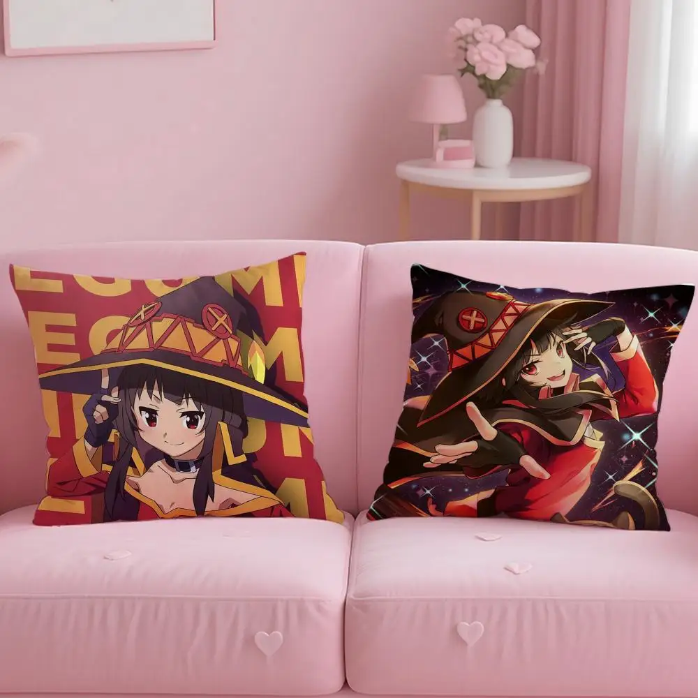 Popular Anime Character Megumin Cushion Cover Soft & Easy-Wash Pillow Case – Versatile for Couch, Bed, Travel and Office
