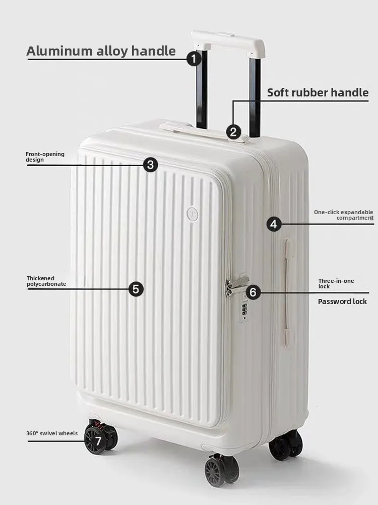 

Расширяемая большая боковая открытая чемодан, сверхбольшая емкость, бесшумная 20-дюймовая ручная кладь, откидная крышка, сумка для тяги, женская дорожная сумка для ПК...