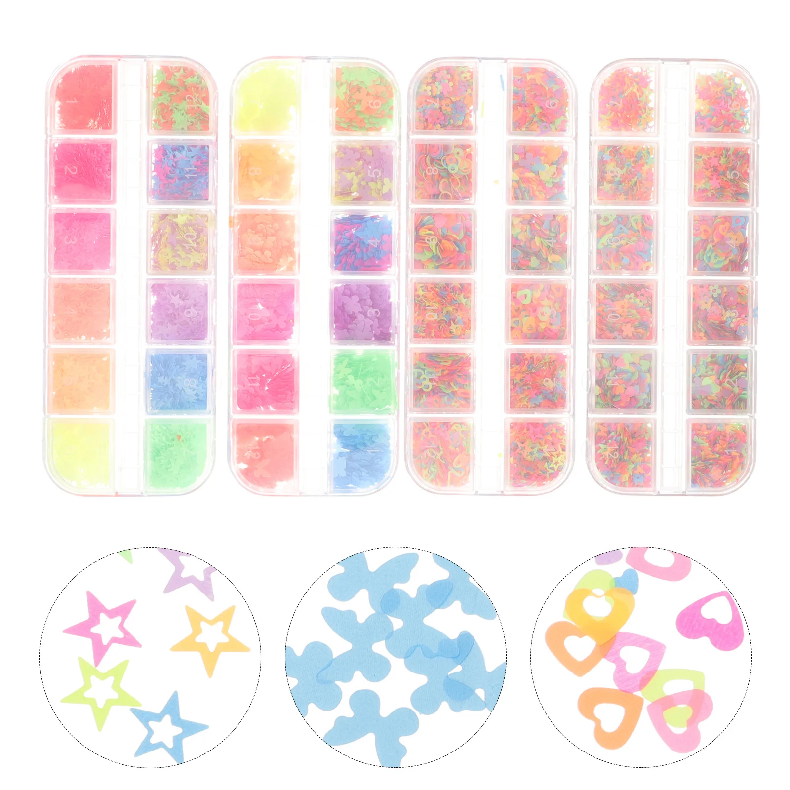 

Nail Art Glitter Sequins 4 Boxes Colorful Paillette Shimmer DIY Manicure Kawaii Nail Charms Fingernail Decoration