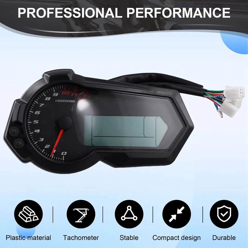 Motorcycle Universal 1200RPM Odometer Tachometer UTV LCD Digital Speedometer Gauge For 2,4 Cylinders N1-6