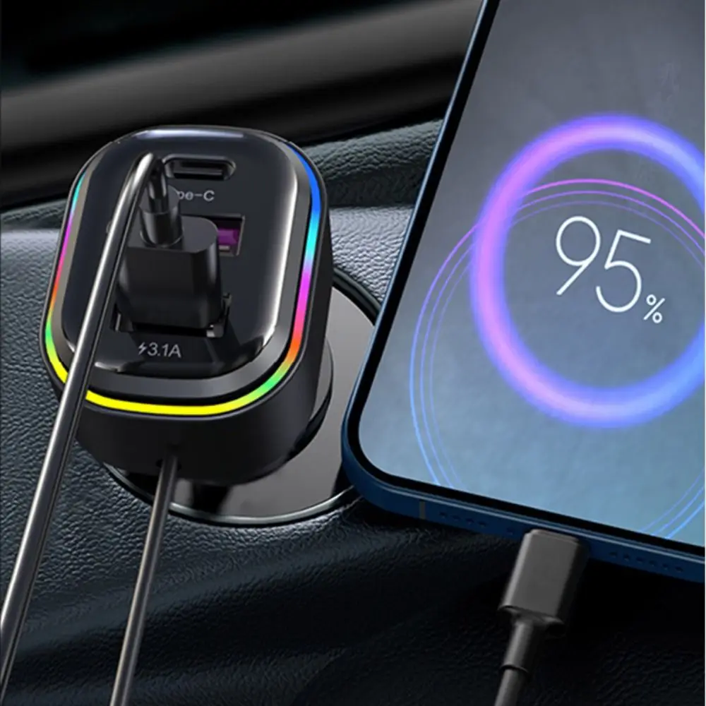 

Автомобильное зарядное устройство 81W с несколькими функциями, разъем Type-C, кабель 1,5 м, быстрая зарядка, 6 портов, антискользящий зажим.