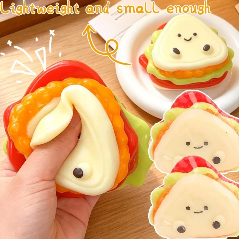 New Soft Simulated Sandwich Toast Squeeze Sticky Extra Thick Stress Relief Stress Relief Sandwich Squeeze for Teen & Adult