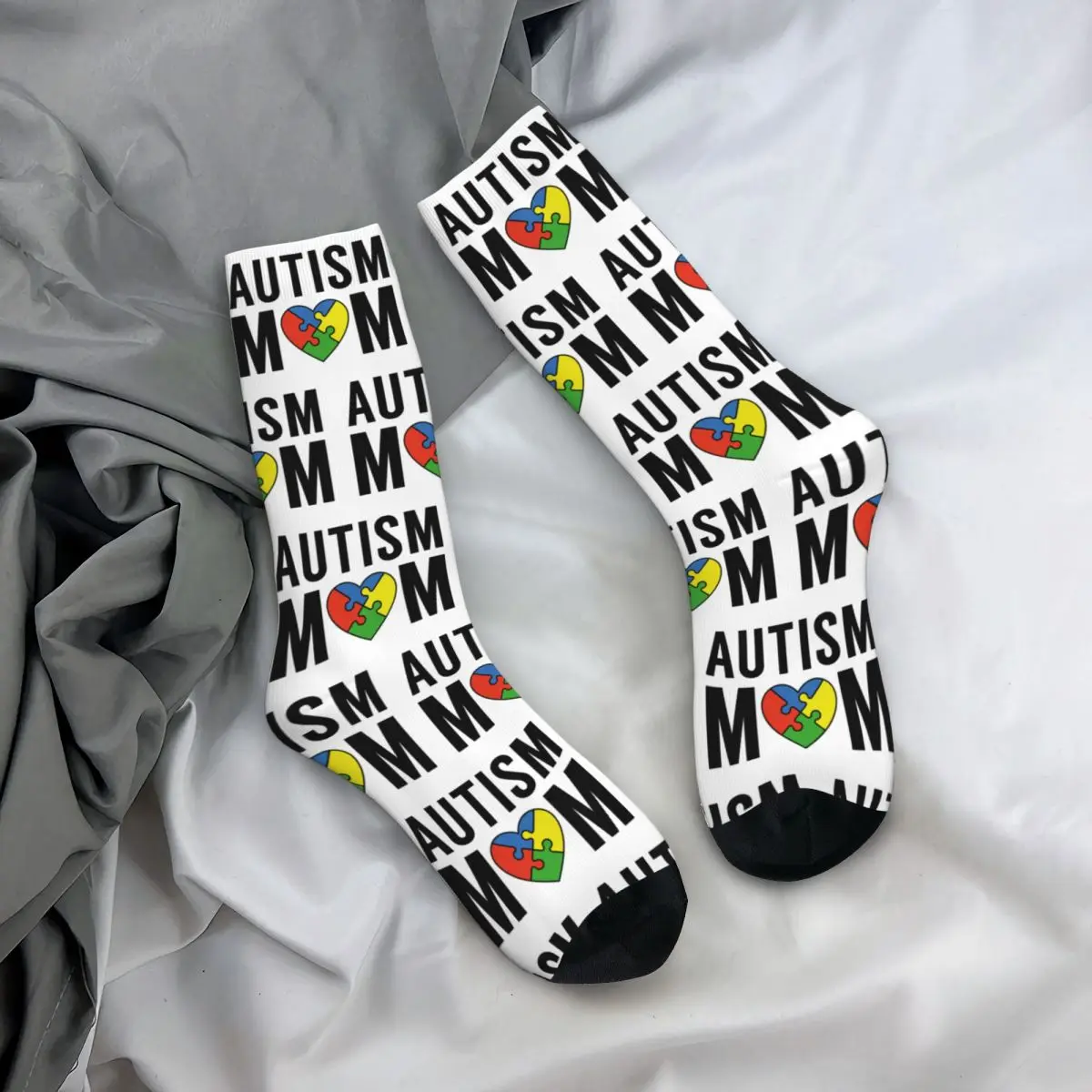 Hip-hop Autism Mom Trucker Print Socks Accessories All Season Mothers Day Gifts Socks Non-slip Birthday Present for Women