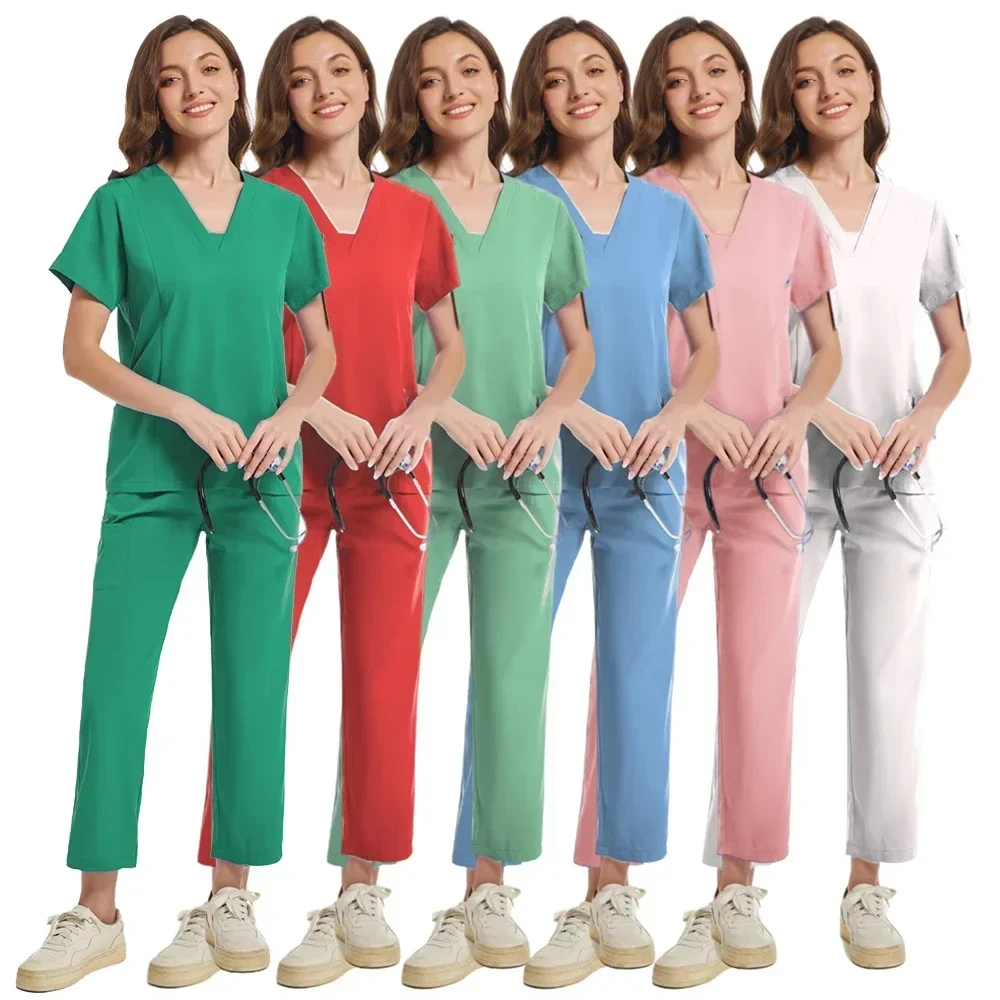 Unisex Jogger Dentist Suits Solid Color Beauty Salon Nursing Men Jogging Top Pants Spa Uniform Pet Medical Doctor Scrub Uniforms