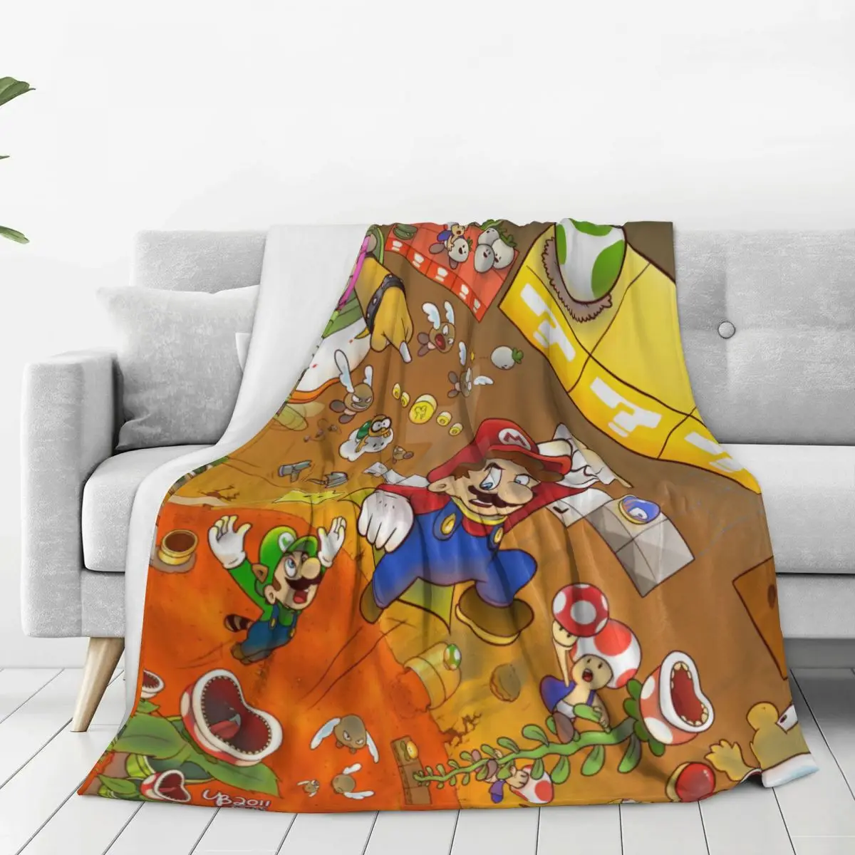 Super Cartoon M-Marios Print Blanket Picnic Flannel Throw Blanket For Couch Chair Soft Warm Design Quality Bedspread Gift