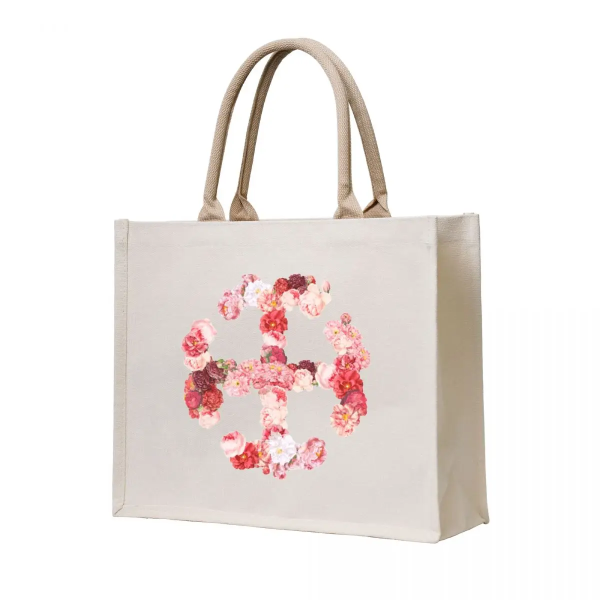 pink floral french cross Tote Bag Canvas personalized tote tote bag woman