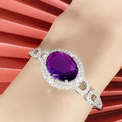 Luxury Crystal Oval Bracelet For Women Jewelry Full Stones High-end Sterling 925 Silver Bracelet For Girls Birthday Gift