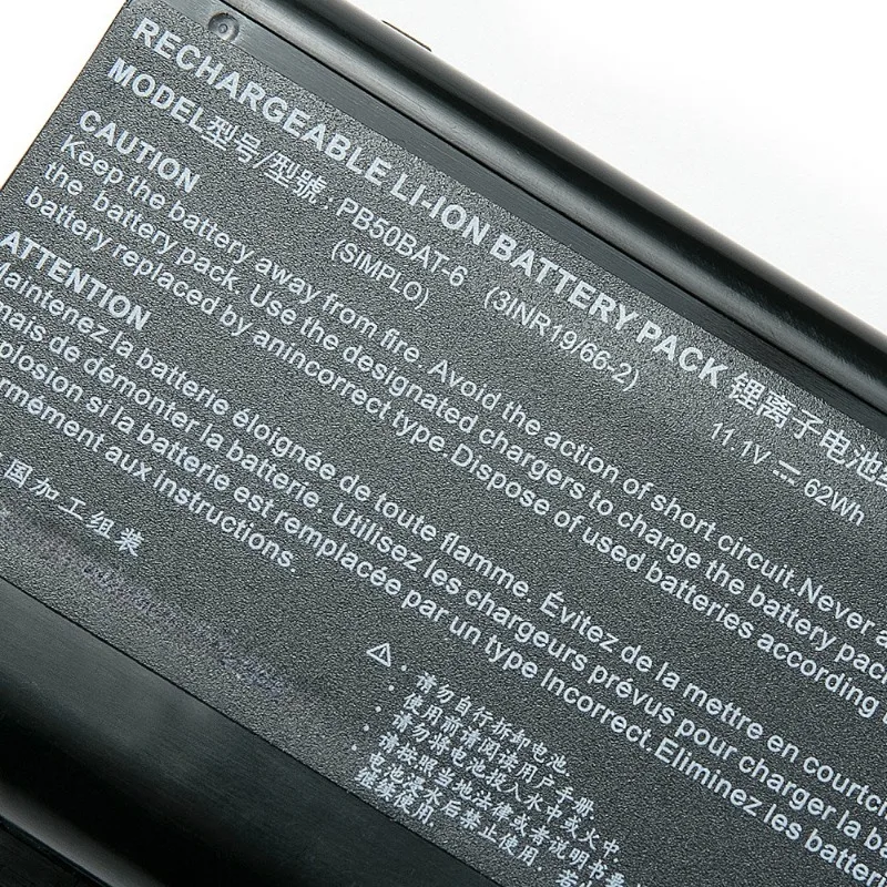 Nueva batería de ordenador portátil de 5500mAh PB50BAT-6 para Clevo PB51RF-G PB70EF-G PB71EF-G para PowerSpec 1720 1520 para Sager NP8371 3INR19/66-2