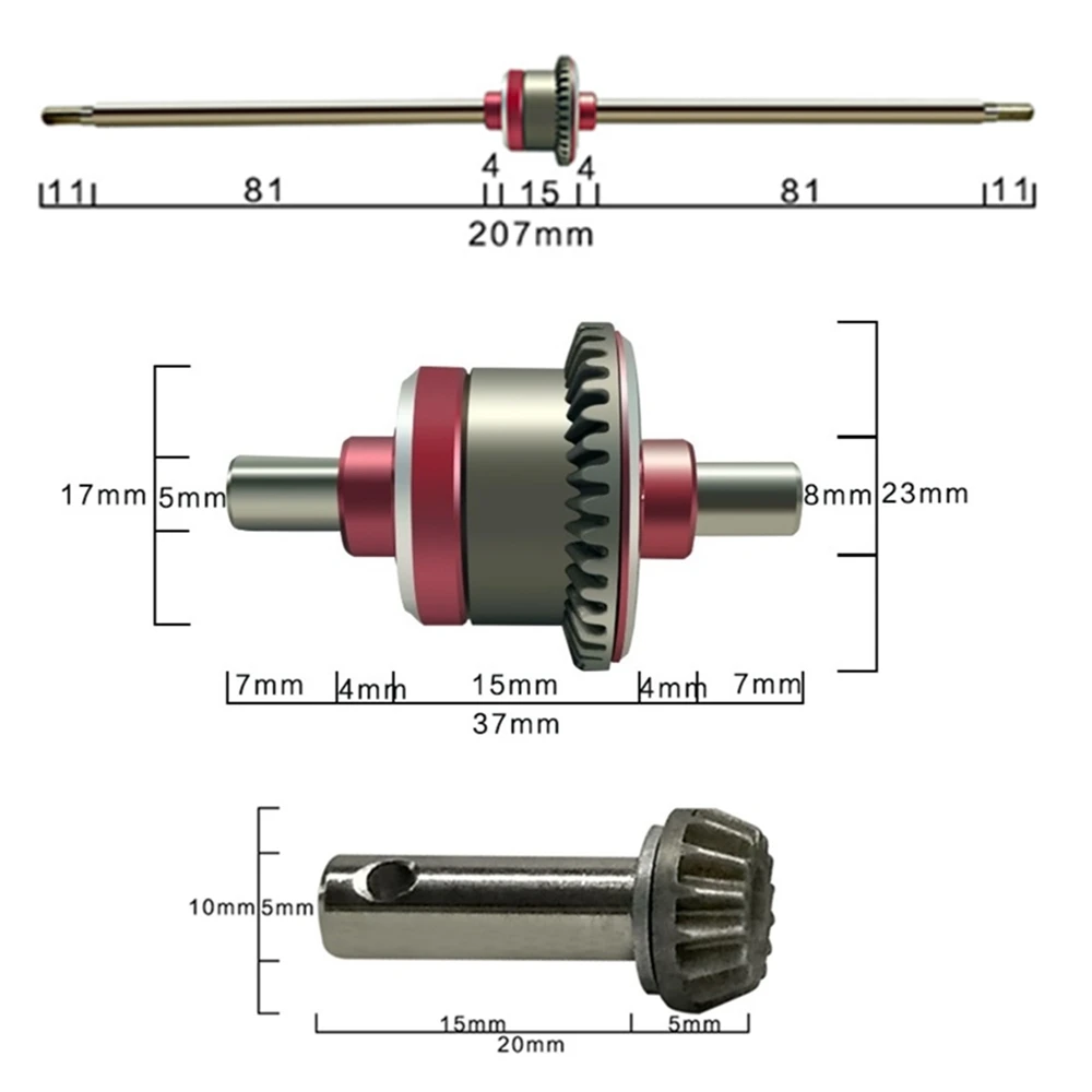 Diferencial delantero y trasero de Metal para FY01 FY02 FY03 FY04 FY05 FY06 FY07 FY08 1/12 RC, piezas de mejora de coche, accesorios