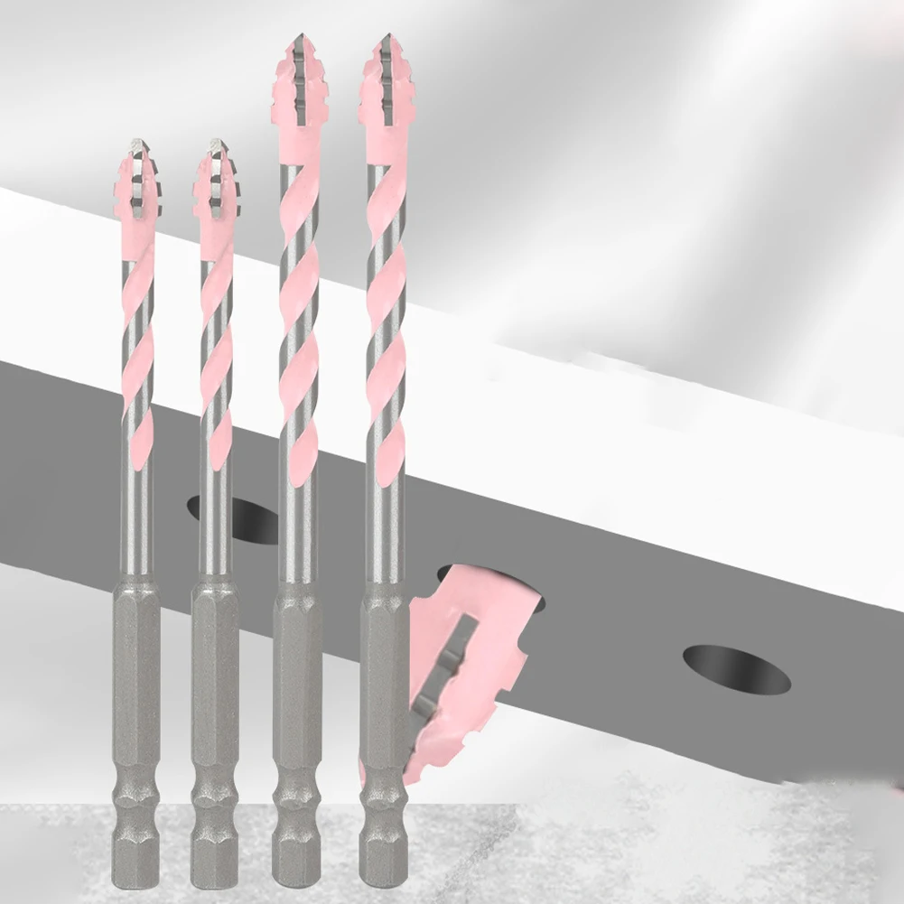 

10pcs 6/8mm Four-Flute Sawtooth Eccentric Drill Bit Glass Tile Punching Triangle Drill Bit For Bricks/hard Plastics/concrete ﻿