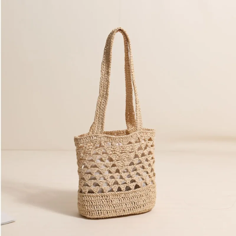 

Плетеная сумка с полым плечом, сумка ручной работы из лафитной травы, высококачественная универсальная пляжная сумка для отдыха для женщин
