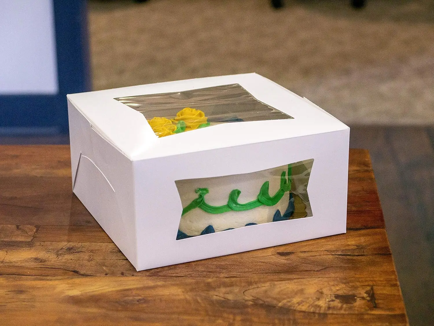 White Window Bakery Boxes with Tuck-in Lid, 10x14x4 Inches, Paper, 100 per Carton