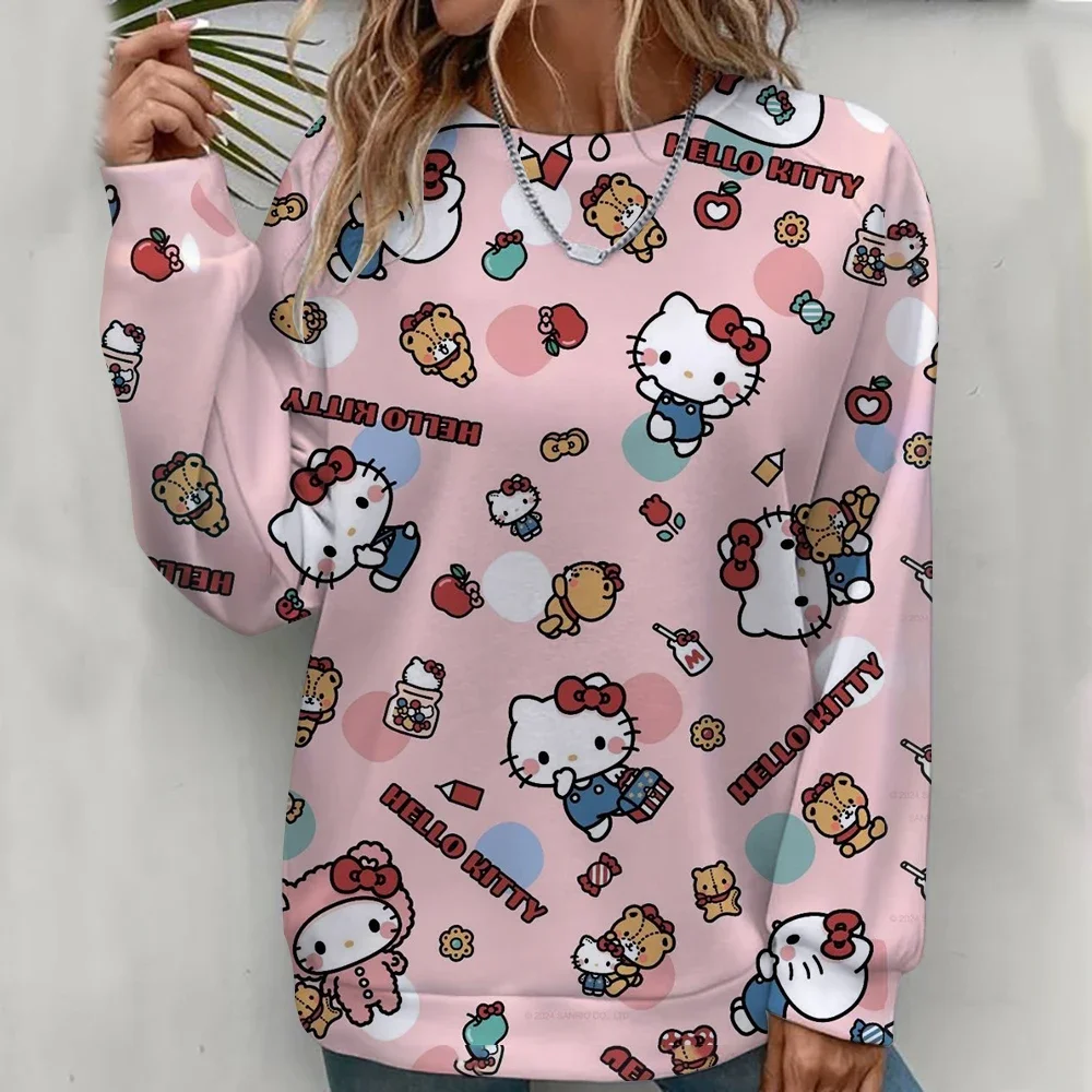 Sweat-shirt à col rond pour femme, confortable, à la mode et décontracté, imprimé unique, Hello Kitty, nouvelle collection automne 2026