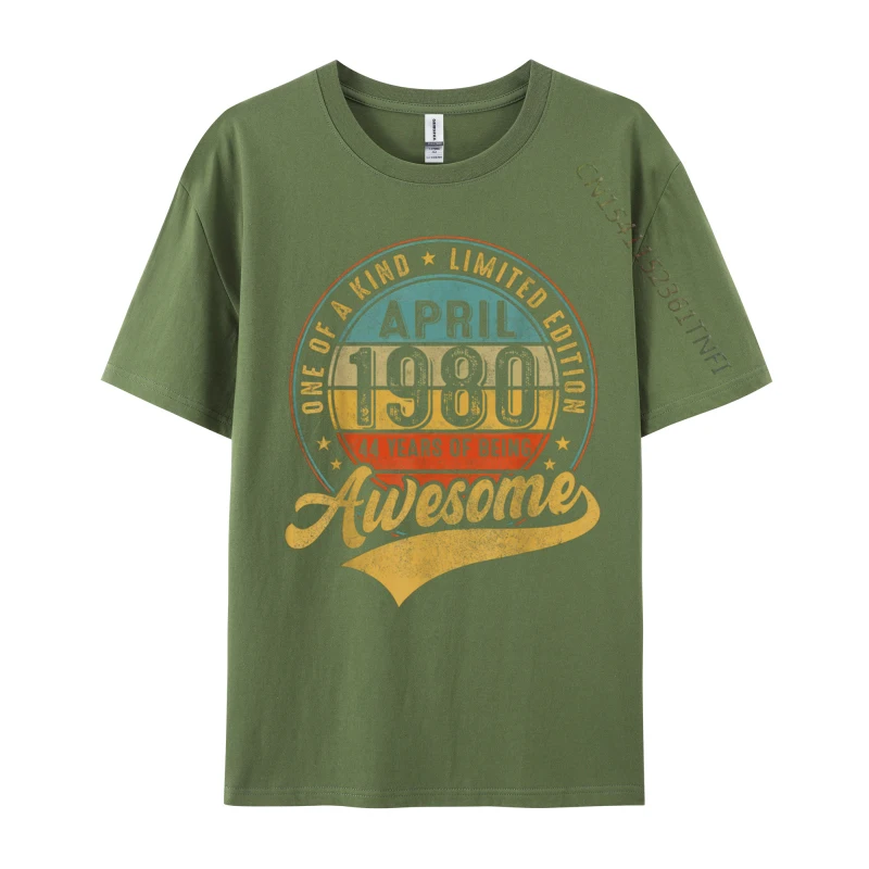 Retro Made In 1980 April Limited Edition 44th Birthday Birthday Personalized NEW YEAR DAY Premium Cotton Mens T Shirt