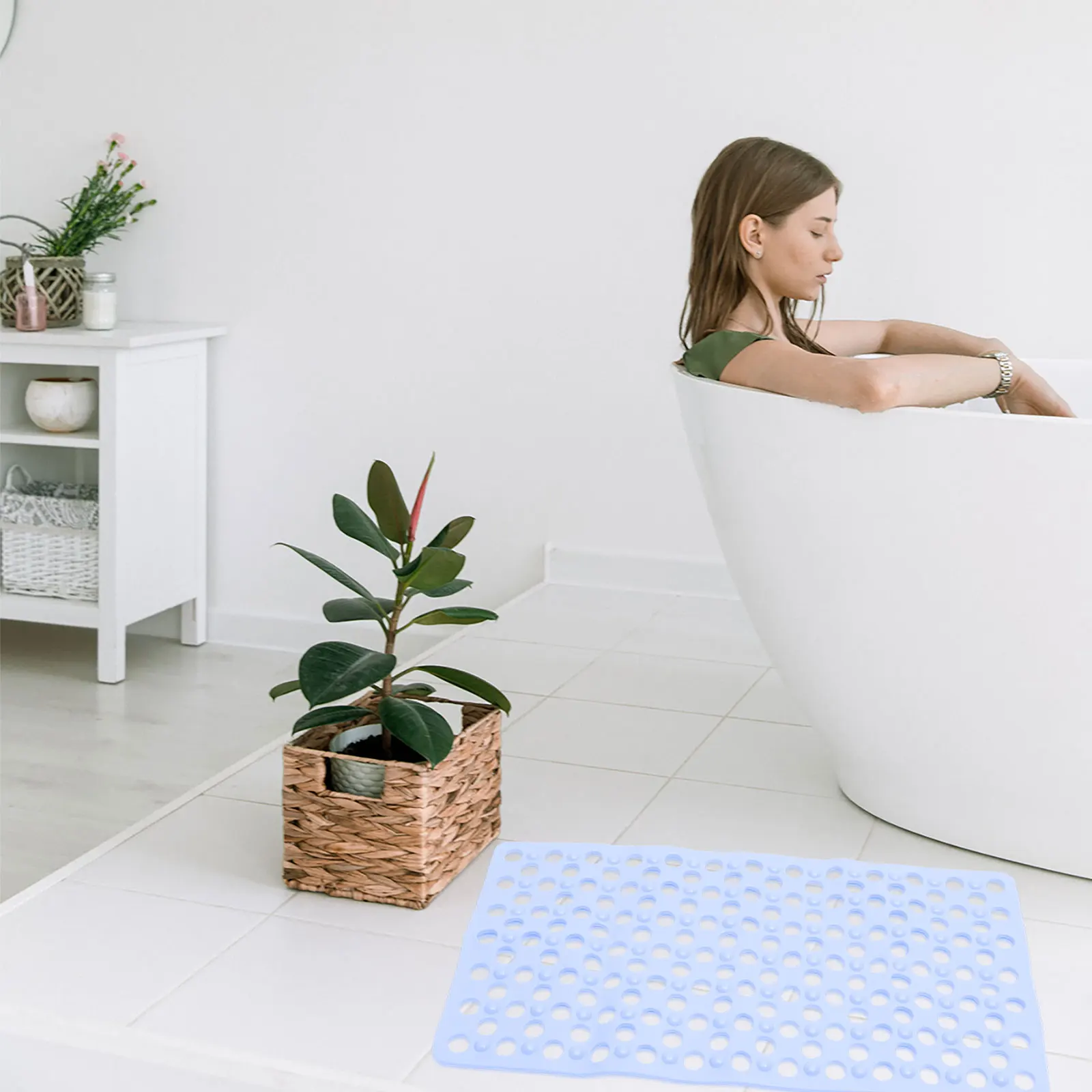 

Bathroom Non-Slip Floor Mat Hollow Drainage Foot Pad Anti-Skid Shower Mat Home Bathroom Supplies Foot Pad Bath Mats Rugs