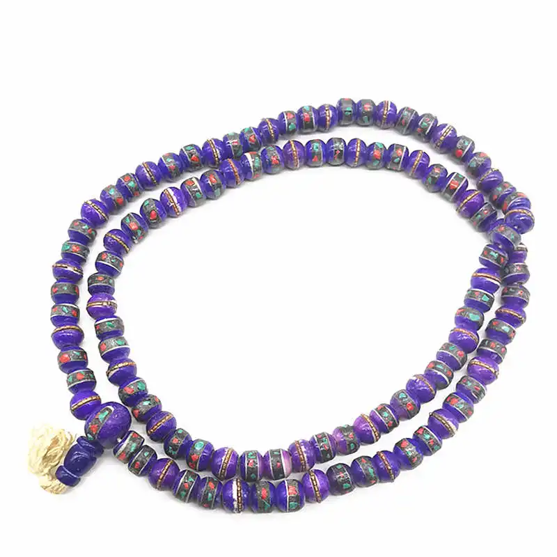 Tibetan 108 Yak bone Meditation Prayer Mala 8mm Multi Colors Black White Blue BRO828