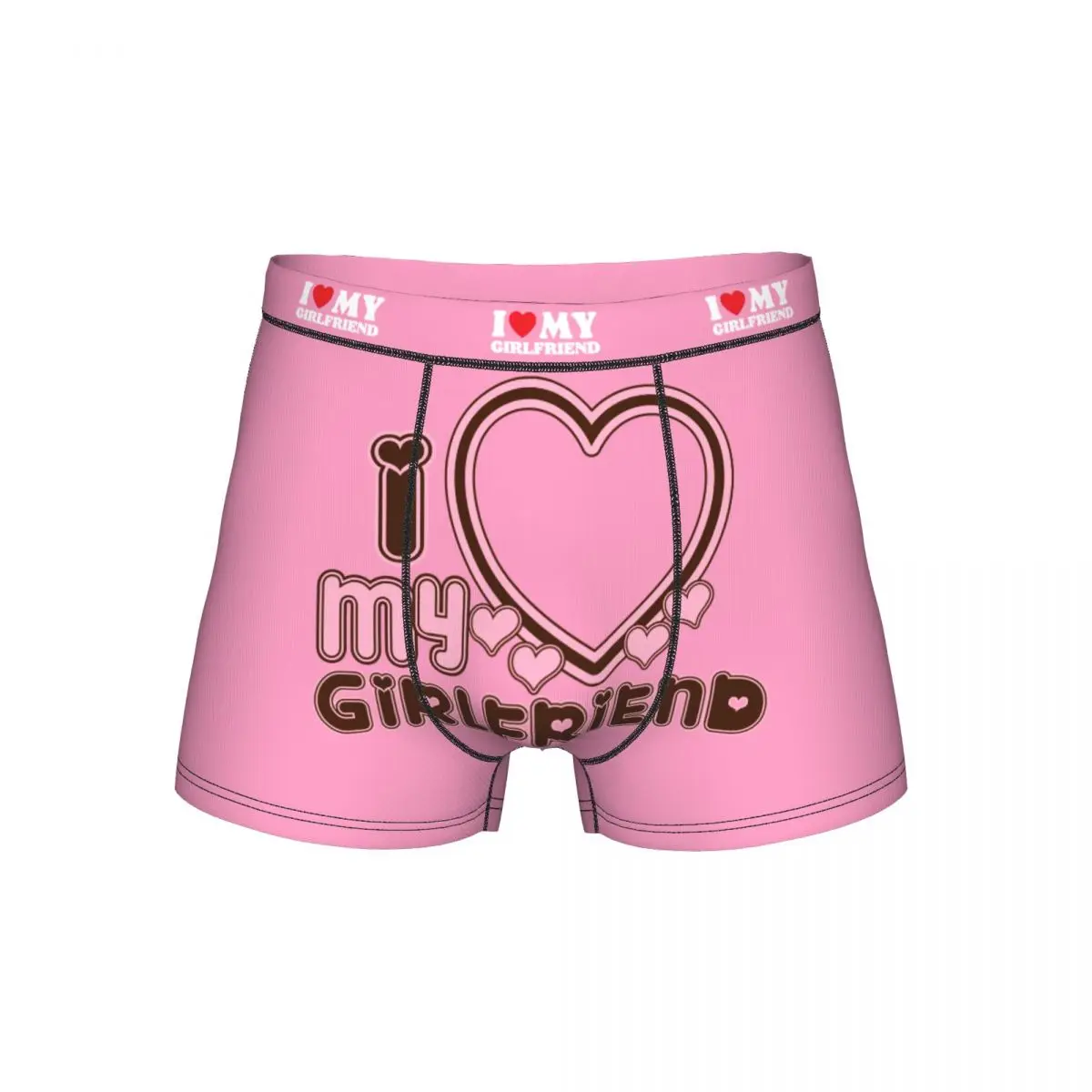

Модные трусы-боксеры I Love My Girlfriend, мужские длинные трусы на заказ, персонализированные дышащие трусы для мужчин