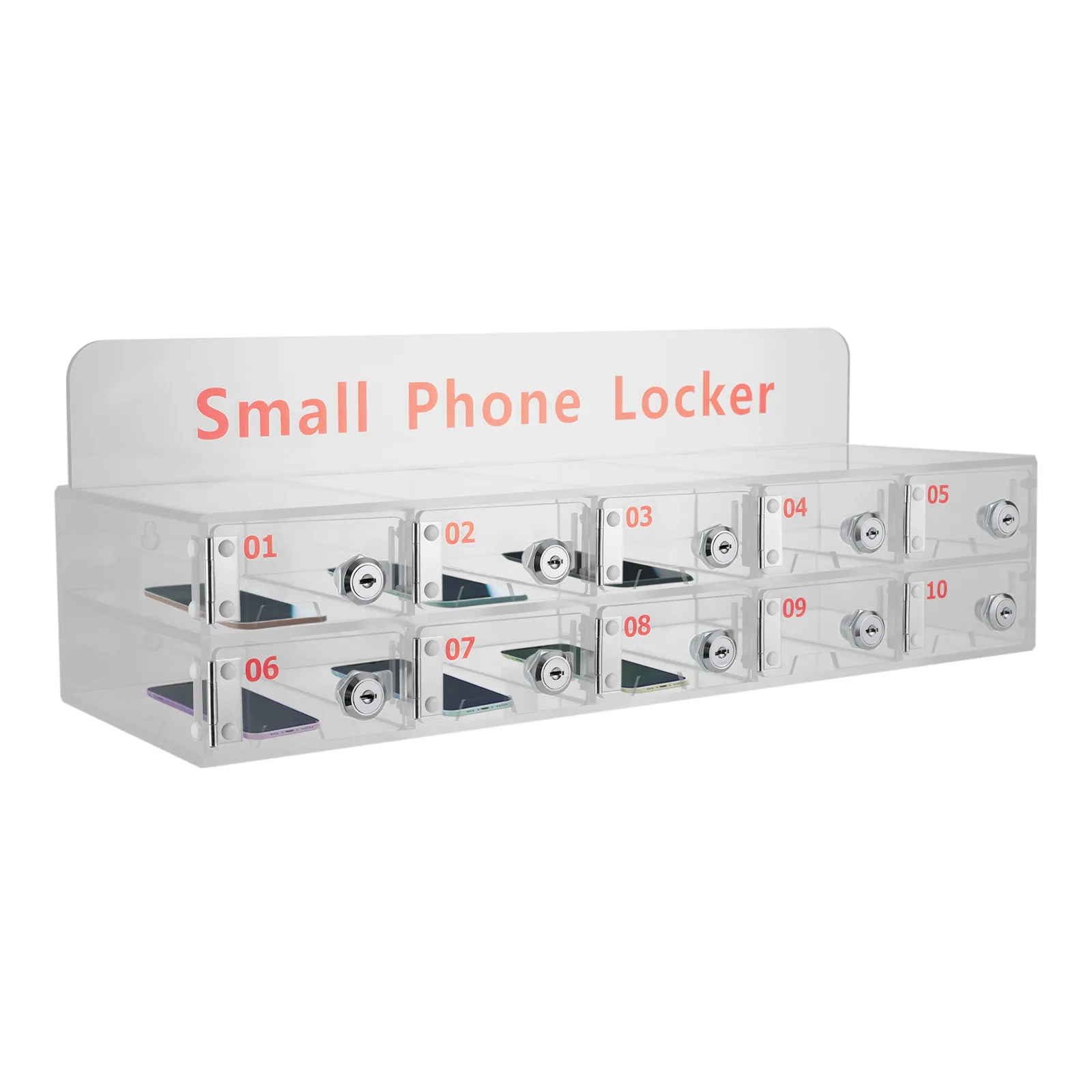 

NEW Cell Phone Locker Box Clear Cell Phone Storage Acrylic Cell Phone Lock Box with Door Locks and Keys Wall Mounted Cell Phones