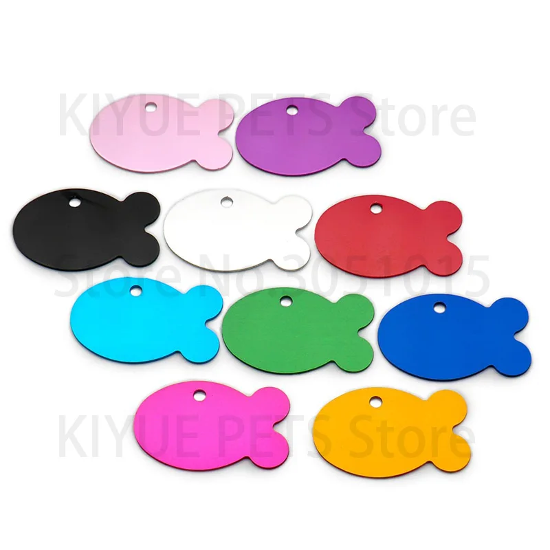 Wholesale 20pcs Engraved Name Phone Number For Pet Dog Cat ID Tag Collar Colorful Keyrings Pendent Necklce Laser Lable Aluminum