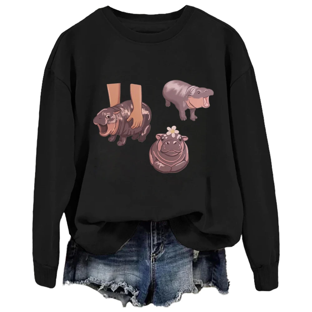 

Cute Moo Deng Bouncy Pig Sweatshirt Men/Women Fans Gift Vintage Hoodies Fashionable Casual Sweatshirts