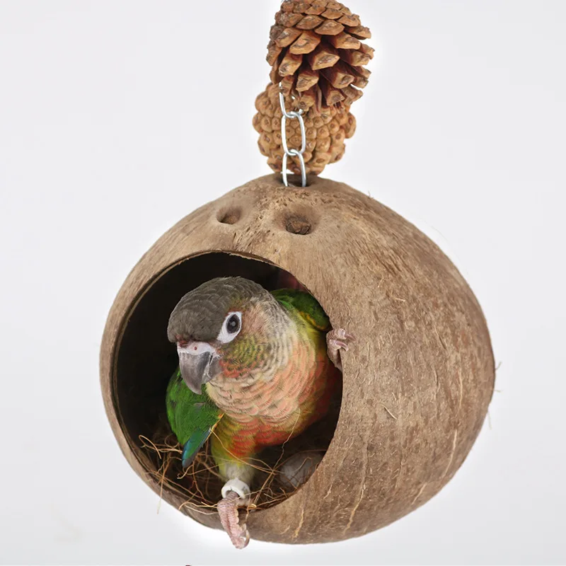 Coconut shell bird\'s nest swing bird\'s nest parrot\'s nest parrot bird toy swing hammock suspension ring suspension bridge